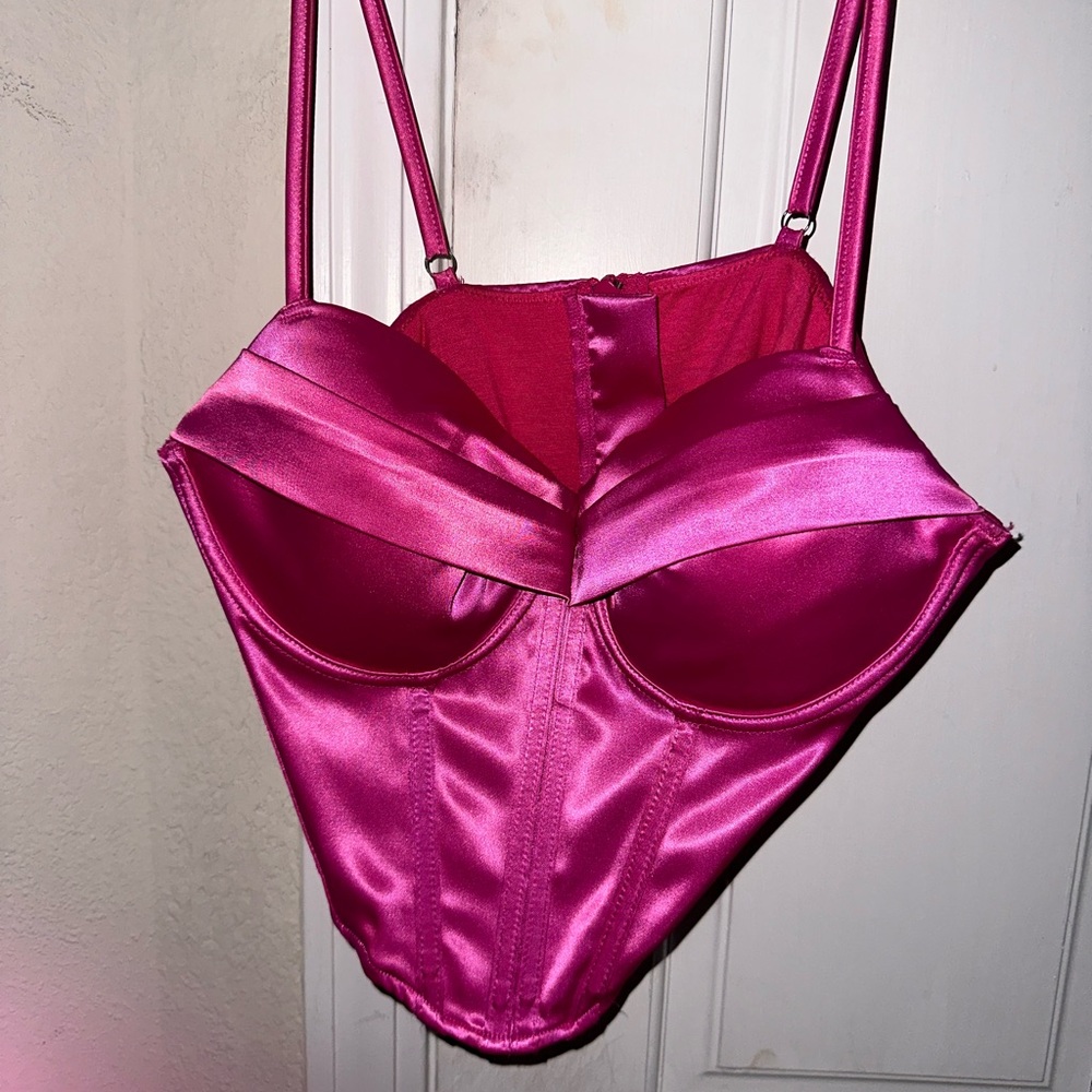 Satin Hot Pink corset top (Size S)